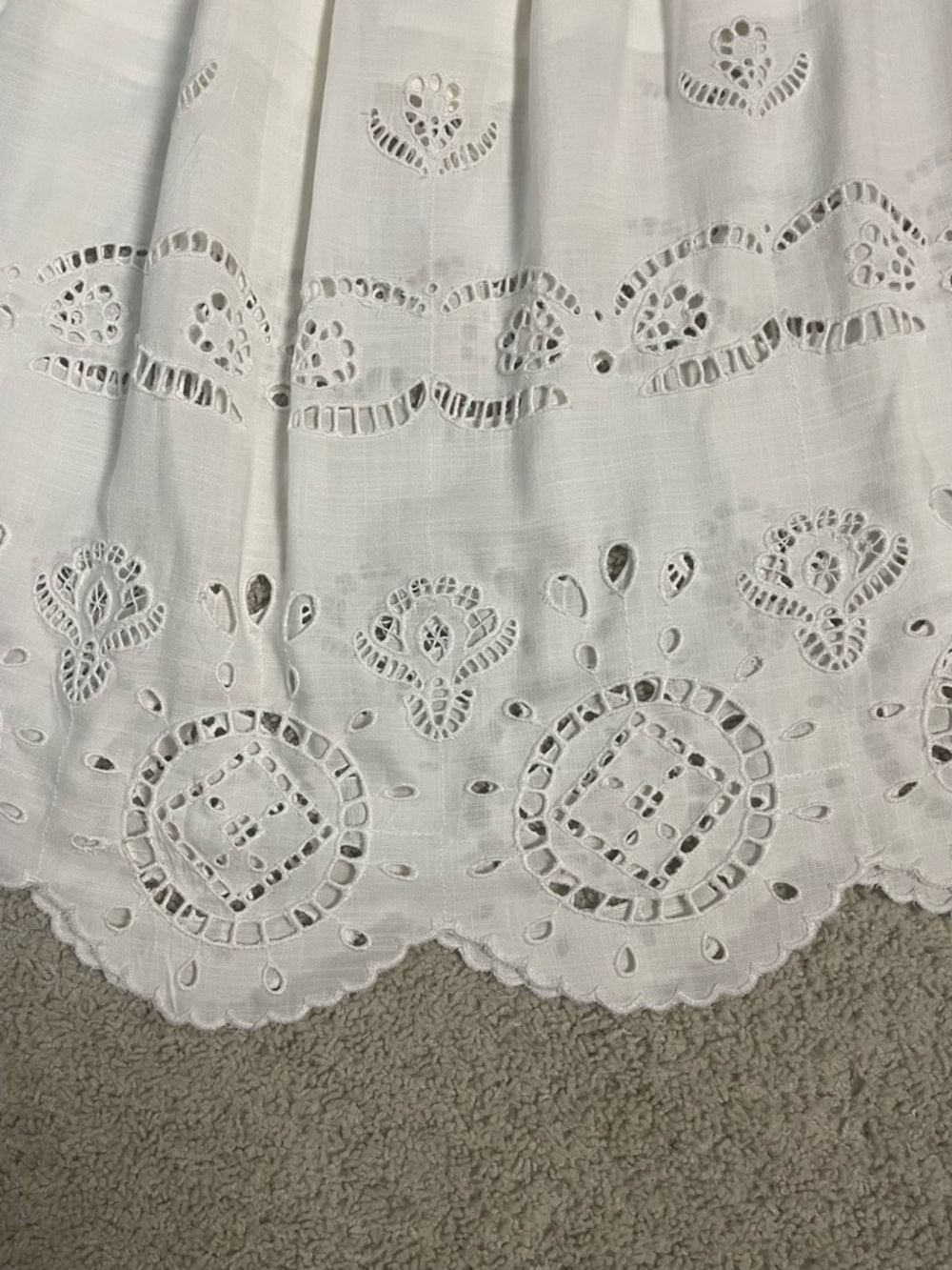 FUTURE COLLECTIVE White Rayon EMBROIDERED High Rise Eyelet DROP A-Line SKIRT - Picture 4 of 7